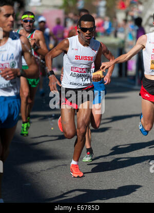 Zürich, Schweiz. 17. August 2014. Tabesse Abraham (SUI) im Marathon der Männer des Europäischen Leichtathletik-Meisterschaft 2014 in Zürich, Schweiz. Bildnachweis: Erik Tham/Alamy Live-Nachrichten Stockfoto