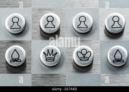 Foto von Metall Schach Runde Form. Stockfoto