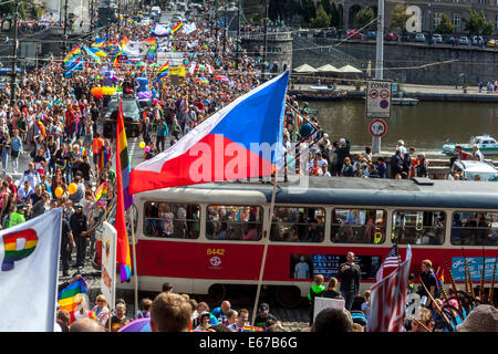 LGBT Prager Stolz. Festival LGBT Tschechische Flagge Prag, Tschechische Republik Stockfoto