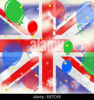 Union Jack Angabe englische Flagge und Dekoration Stockfoto