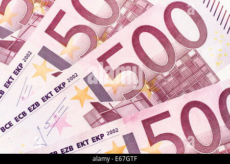 Hintergrund von 500 Euro-Banknoten Stockfoto