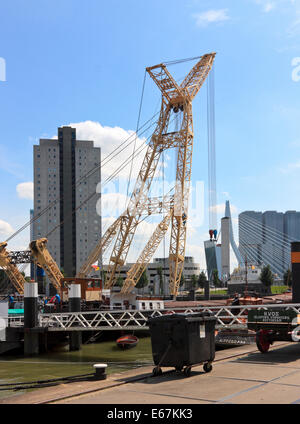 Schwimmkran im Leuvehaven, Rotterdam, Südholland, Niederlande Stockfoto