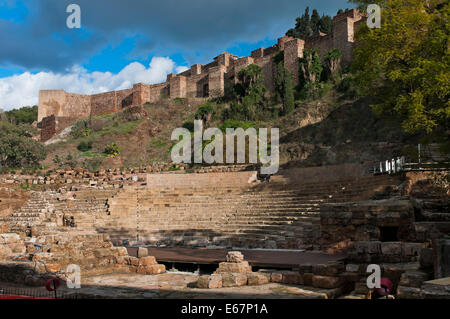 Römisches Theater und arabische Alcazaba, Malaga, Region von Andalusien, Spanien, Europa Stockfoto