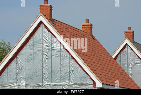 Flaggschiff bezahlbare Wohnungen unter Konstruktion, Sutton, Suffolk, UK. Stockfoto