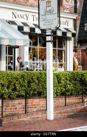 Nancy Thomas Galerie, Duke of Gloucester Street, Kaufleute Square, Colonial Williamsburg, Virginia Stockfoto