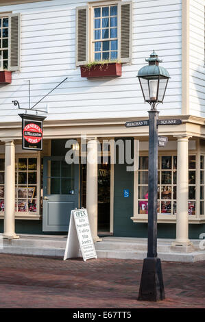 R.P Wallace & Söhne Gemischtwarenladen, Duke of Gloucester Street, Kaufleute Square, Colonial Williamsburg, Virginia Stockfoto