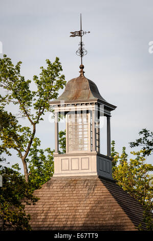 Kuppel bei Sonnenuntergang, Kaufleute Square, Colonial Williamsburg, Virginia Stockfoto