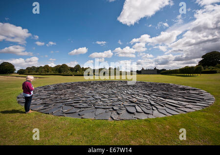 Vollmond-Kreis Land Skulptur von Richard Long Stockfoto