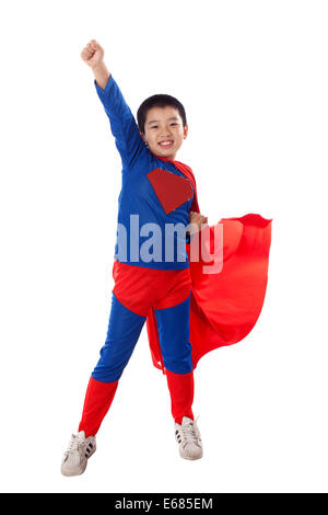 Ein Junge in Superman outfit Stockfoto