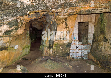 BILDHAUER HÖHLE DER EINGANG MORAY KÜSTE SCHOTTLANDS IN DER NÄHE VON HOPEMAN Stockfoto