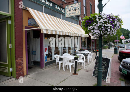Cafe-Front in Bristol, Vermont. Stockfoto