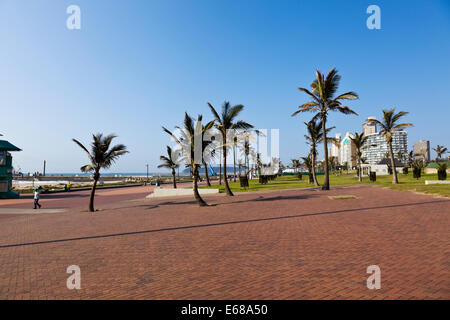 Durban, Südafrika. Die Promenade entlang der goldenen Meile von Durban in Südafrika Blick nach Süden. Stockfoto