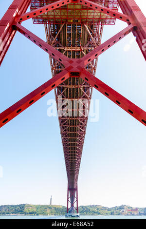 Die 25 de Abril Brücke (Ponte 25 de Abril) ist eine Hängebrücke verbindet die Stadt von Lissabon, Hauptstadt von Portugal. Stockfoto