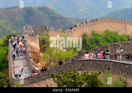 Touristen auf The Great Wall Beijing China Stockfoto