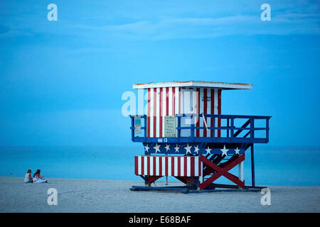 Touristische Attraktion Strandhütte am South Beach in Miami Stockfoto