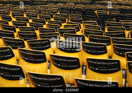 Locarno Film Festival Stühle, Lago Maggiore, Schweiz Stockfoto