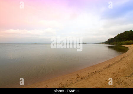 Herbstabend am See Stockfoto