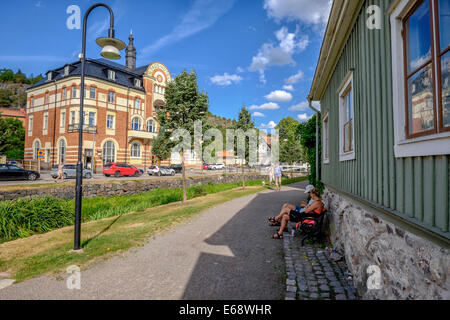 Idyllischen Söderköping im Sommer in Schweden. Stockfoto