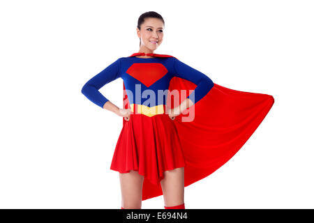 Junge Frau in Superman outfit Stockfoto
