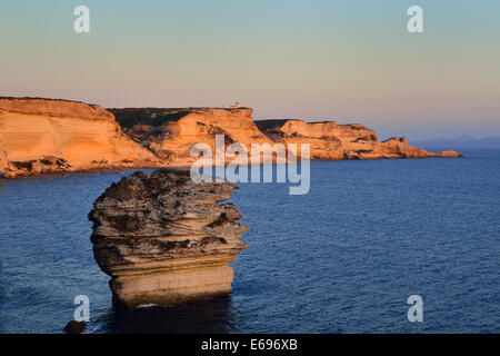 Felsformation, Graine de Sable oder Grain of Sand, im Abendlicht, Bonifacio, Korsika, Frankreich Stockfoto