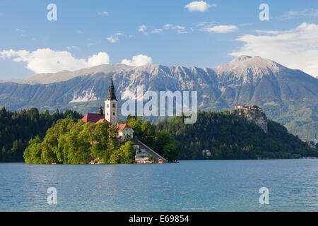 Bleder Insel mit St. Marien Kirche, Lake Bled, Bled, Slowenien Stockfoto