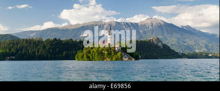 Bleder Insel mit St. Marien Kirche, Lake Bled, Bled, Slowenien Stockfoto