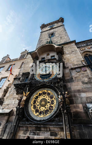 Prager Orloj oder Prager Orloj, mittelalterliche Uhr, Altstädter Rathaus, Altstädter Ring, Prag, Tschechische Republik Stockfoto