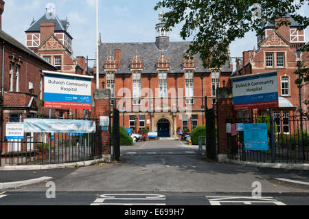 Eingang zum Dulwich Community Hospital in Südlondon. Stockfoto