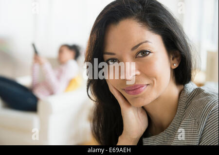 Nahaufnahme der lächelnde Frau Stockfoto