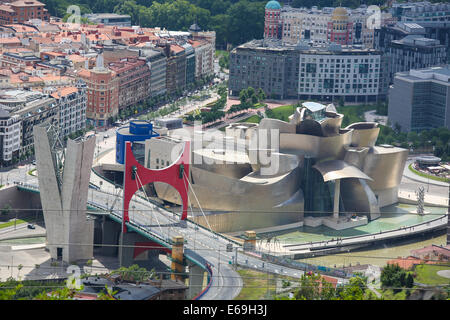 BILBAO, Spanien - 10. Juli 2014: Berühmte Guggenheim-Museum im Zentrum von Bilbao, Baskenland, Spanien. Stockfoto