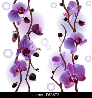Nahtlose Hintergrund mit sanften Orchideen-Niederlassungen Stockfoto