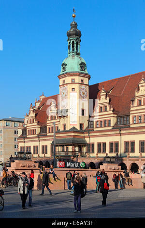 Leipzig Sachsen Markt Ort altes Rathaus Stockfoto