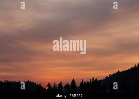 Sonnenuntergang über den Rocky Mountains, Montana, USA Stockfoto