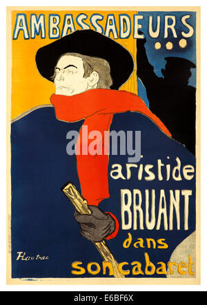 LAUTREC ARISTIDE BRUANT AMBASSADEURS dans son Cabaret feierte das Vintage-Poster 1890 vom französischen Künstler Henri Toulouse-Lautrec Paris France Stockfoto