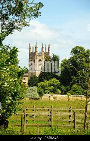 Blick über Christ Church Wiese in Richtung Merton College und Merton Kapelle, Oxford, Oxfordshire, England, UK, Westeuropa. Stockfoto