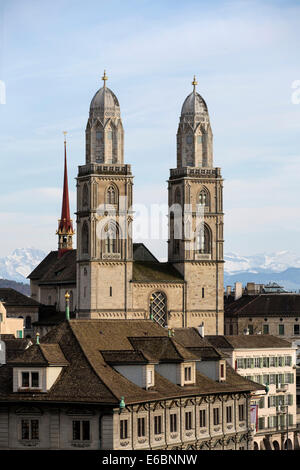 Grossmünster oder Großmünster Zürich, Kanton Zürich, Schweiz Stockfoto