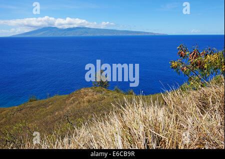 Insel Molokai gesehen von der Insel Maui, Hawaii Inseln, USA Stockfoto