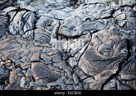 Gekühlt Pahoehoe Lava Flow, Kilauea-Vulkan, Big Island, Hawaii Inseln, USA Stockfoto