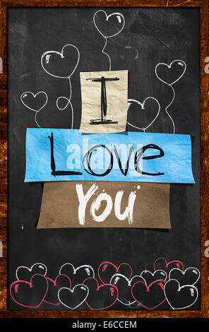 Ich liebe dich Text auf Tafel Tapete Art Paper Stockfoto