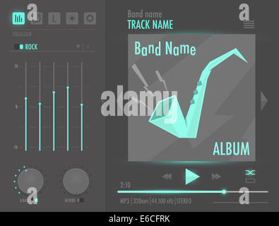 Vektor-Illustration der audio-Player-Schnittstelle mit Control panel Stockfoto