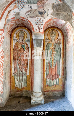 Fresken in der Aula della Curia (des Bischofs Hall), Piazza Vecchia, Bergamo Alta, Lombardei, Italien Stockfoto