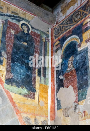 Fresken in der Aula della Curia (des Bischofs Hall), Piazza Vecchia, Bergamo Alta, Lombardei, Italien Stockfoto