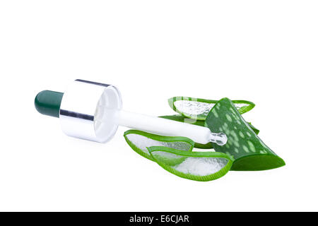 Aloe Vera Blatt. Haut-Pflege-Konzept Stockfoto