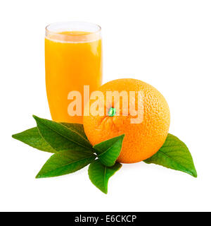 Orangensaft, isoliert auf weiss Stockfoto