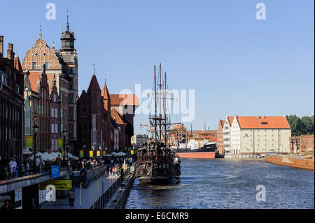 Uferpromenade am Fluss Mottlau in Danzig, Polen, Europa Stockfoto