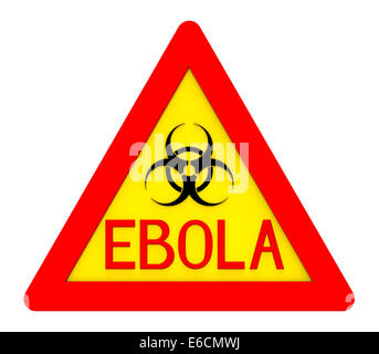 Ebola-Biohazard Zeichen isoliert auf weißem 3d render Stockfoto