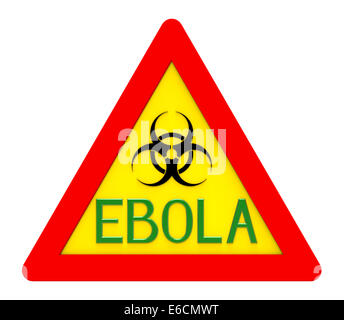 Ebola-Biohazard Zeichen isoliert auf weißem 3d render Stockfoto