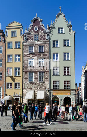 Giebel Häuser auf dem langen Markt (Dlugi Targ) in Danzig, Polen, Europa Stockfoto