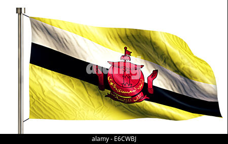 Brunei Nationalflagge 3D weißen Hintergrund isoliert Stockfoto