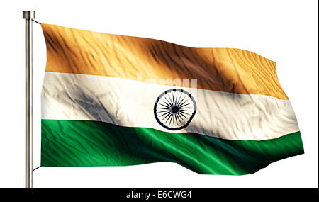 Nationalflagge Indien 3D weißen Hintergrund isoliert Stockfoto